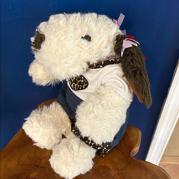 Build-A-Bear Workshop Floppy Eared Black & White Dog Plush Stuffed Animal - Picture 1 of 5